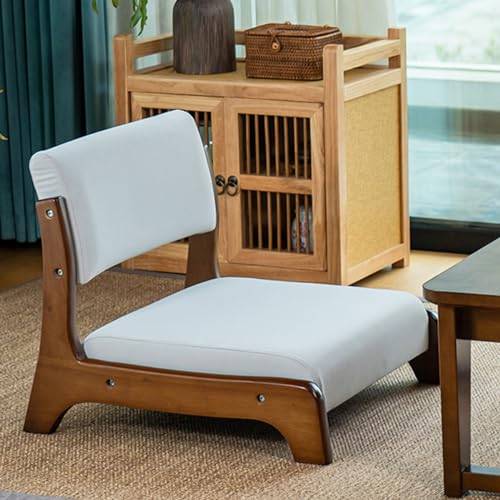 Beige Floor Chair with Back Support and Cushion Z61858