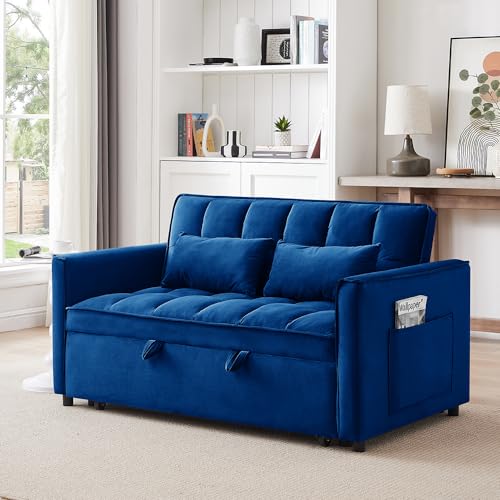 3-In-1 Velvet Sleeper Sofa with Storage Bag & Pillow O97356