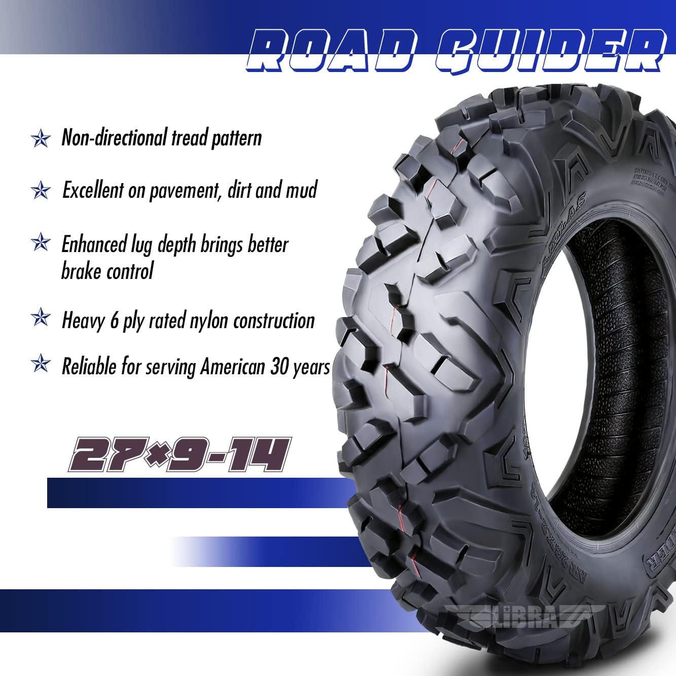 27x9-14 6PR Mud ATV UTV Tires Set of 2 J218820