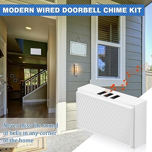 Wired Doorbell Chime Kit with 2 Lighted Metal Push Buttons, 16V 10VA 2 Sounds, Silver F34423
