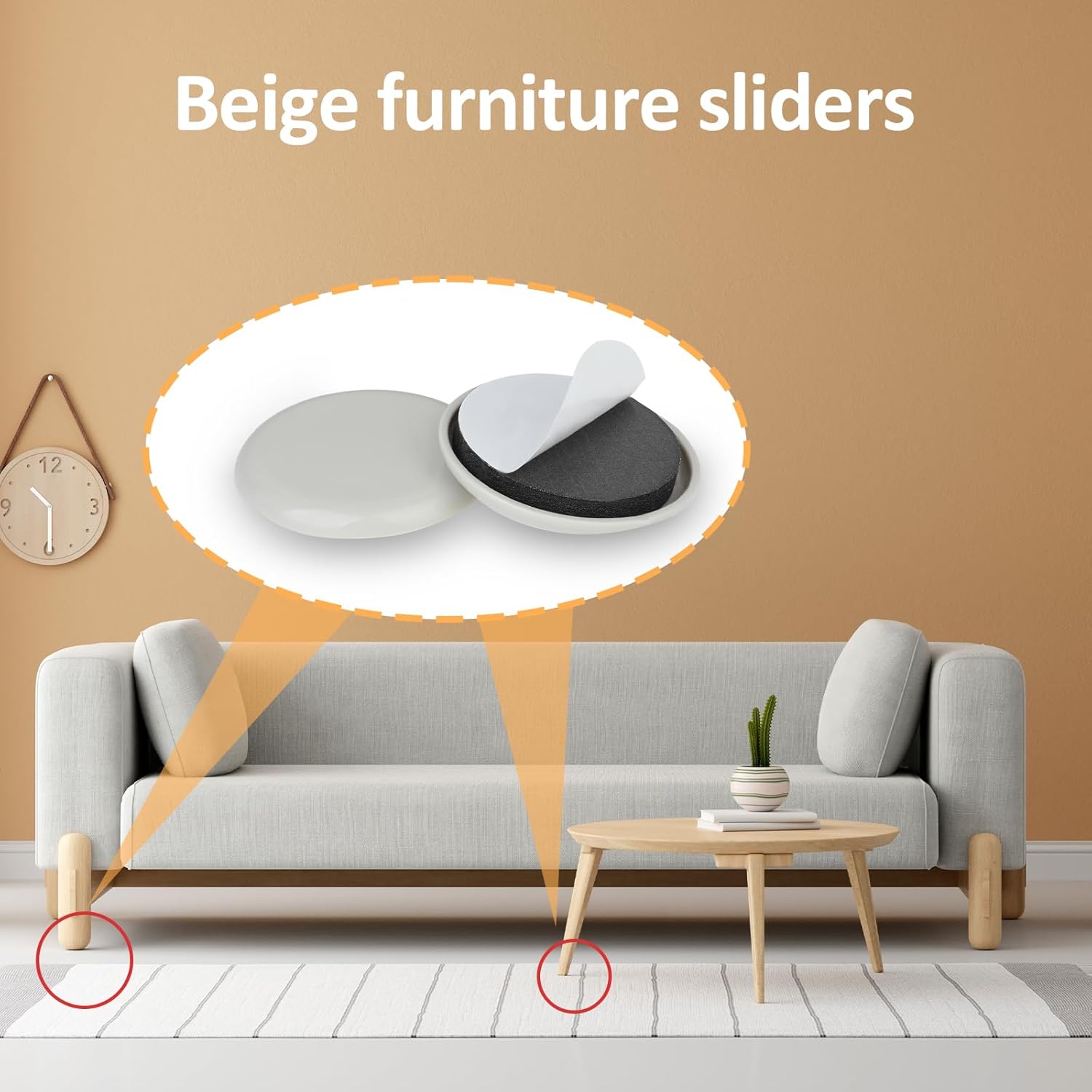 12pcs 2 inches Beige Moving Sliders for Furniture N82665