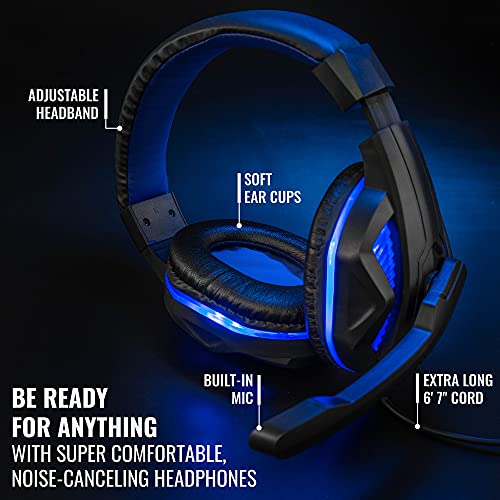 RGB Gaming Accessories Kit 4-in-1 Rainbow LED Backlight Bundle with Multimedia Keyboard, Optical Mouse, Mouse Pad & Headset Y546