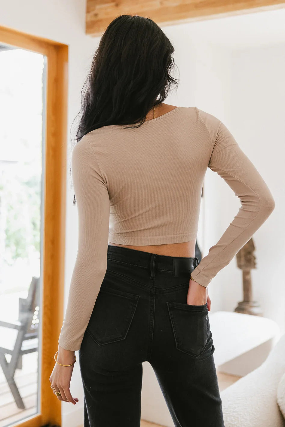 Mocha Surplice Crop Top J974950