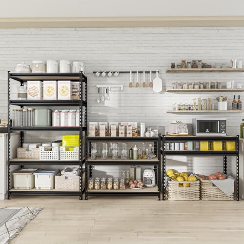 5 Tier Heavy Duty Metal Adjustable Utility Shelf Rack, Black B76118