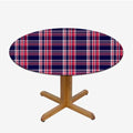 Multicolor Elastic Fitted Round Tablecloth Plaid Fits 45"-50" Diameter Tables R961847