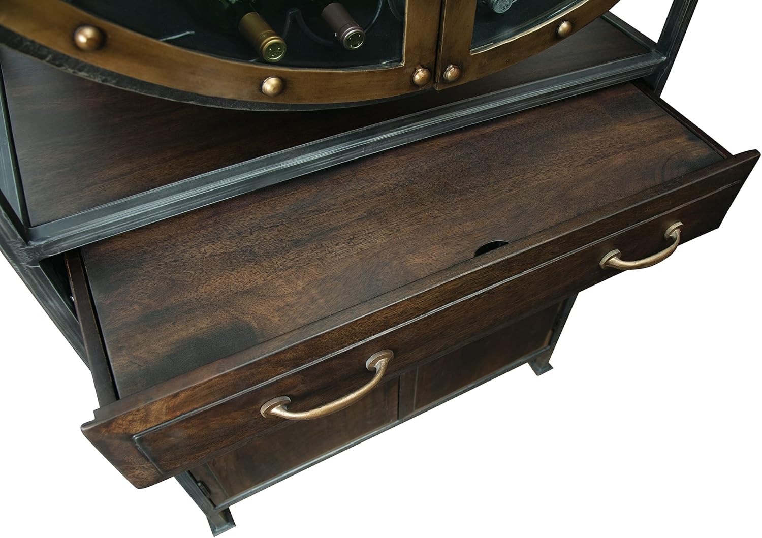 Distressed Hardwood Wine Bar Cabinet B4847
