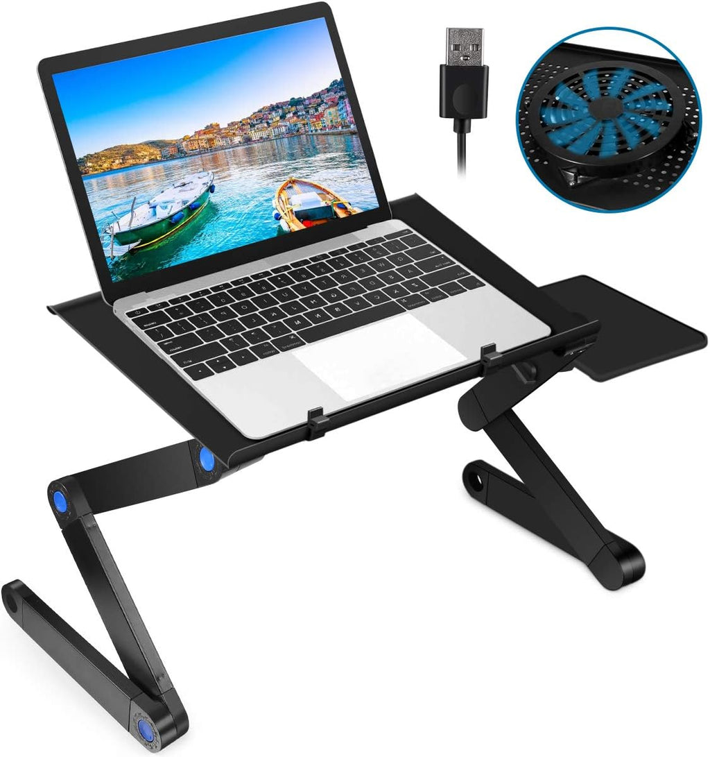 Foldable Aluminum Adjustable Laptop Stand with Cooling Fan & Mouse Pad M6054