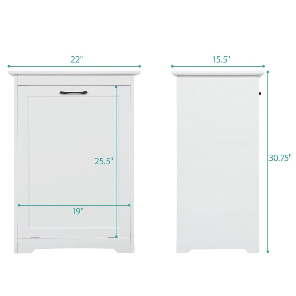 White Wooden Tilt Out Trash Cabinet, Holds 13 Gallons U562537
