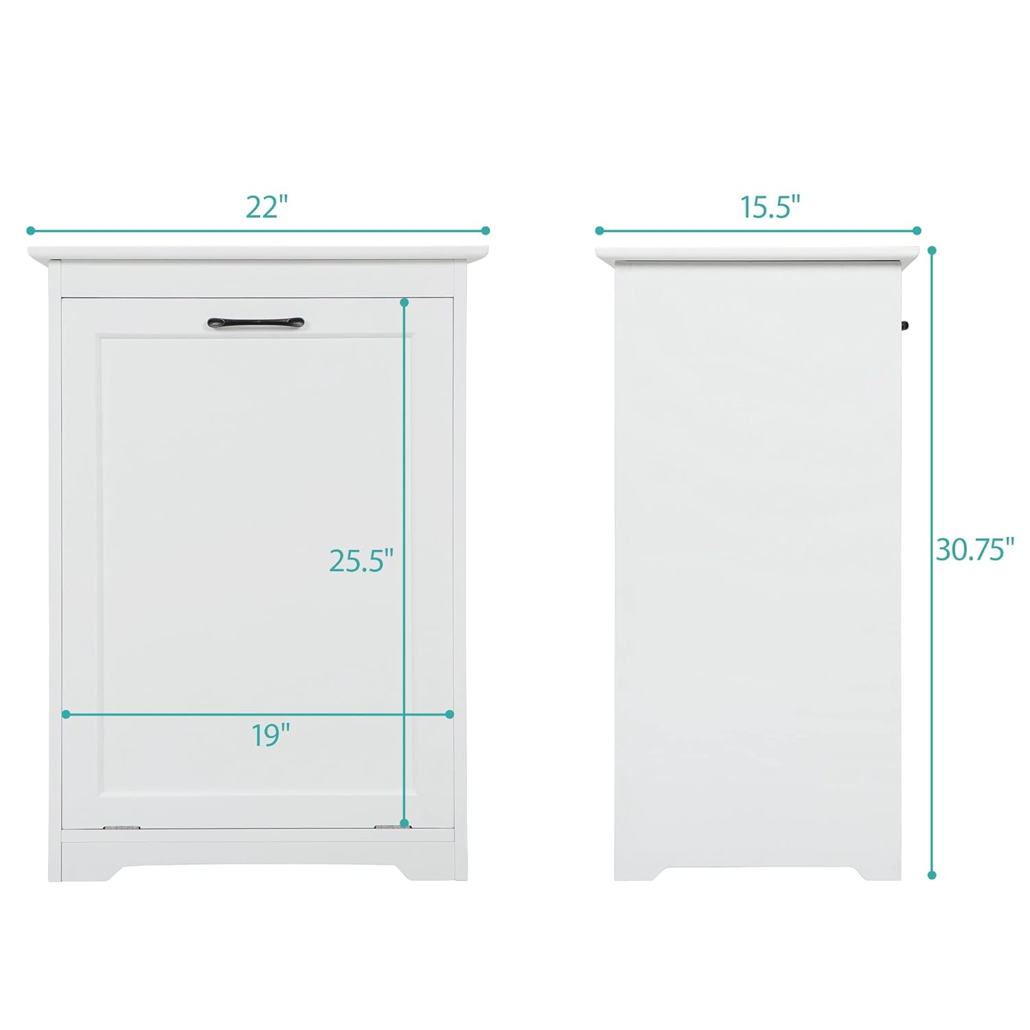 White Wooden Tilt Out Trash Cabinet, Holds 13 Gallons U562537