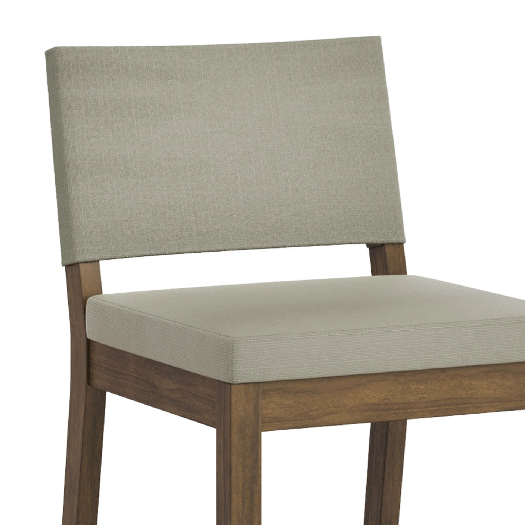 Light Gray Upholstered Bar Stool with Back and Solid Rubberwood Legs T777