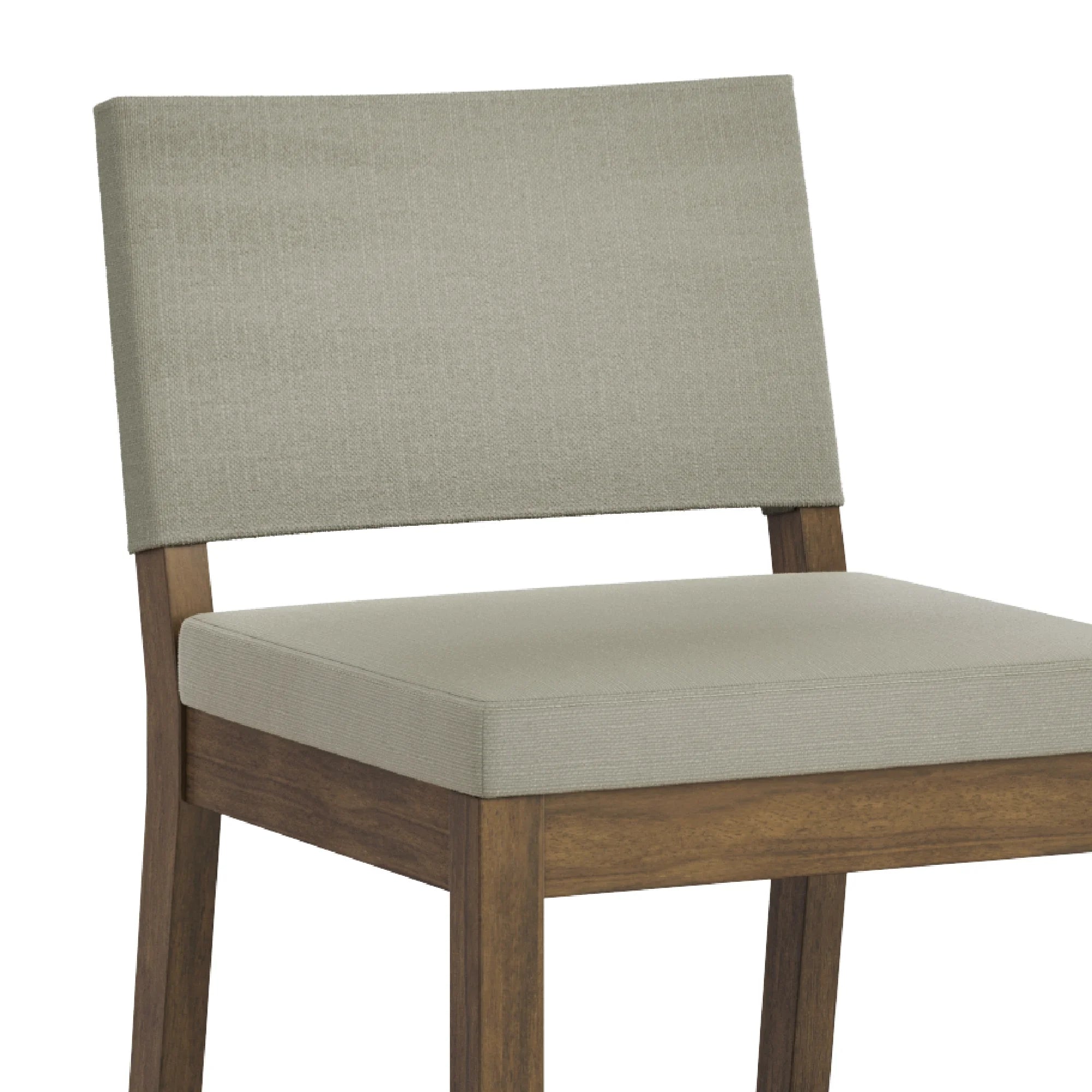 Light Gray Upholstered Bar Stool with Back and Solid Rubberwood Legs T777