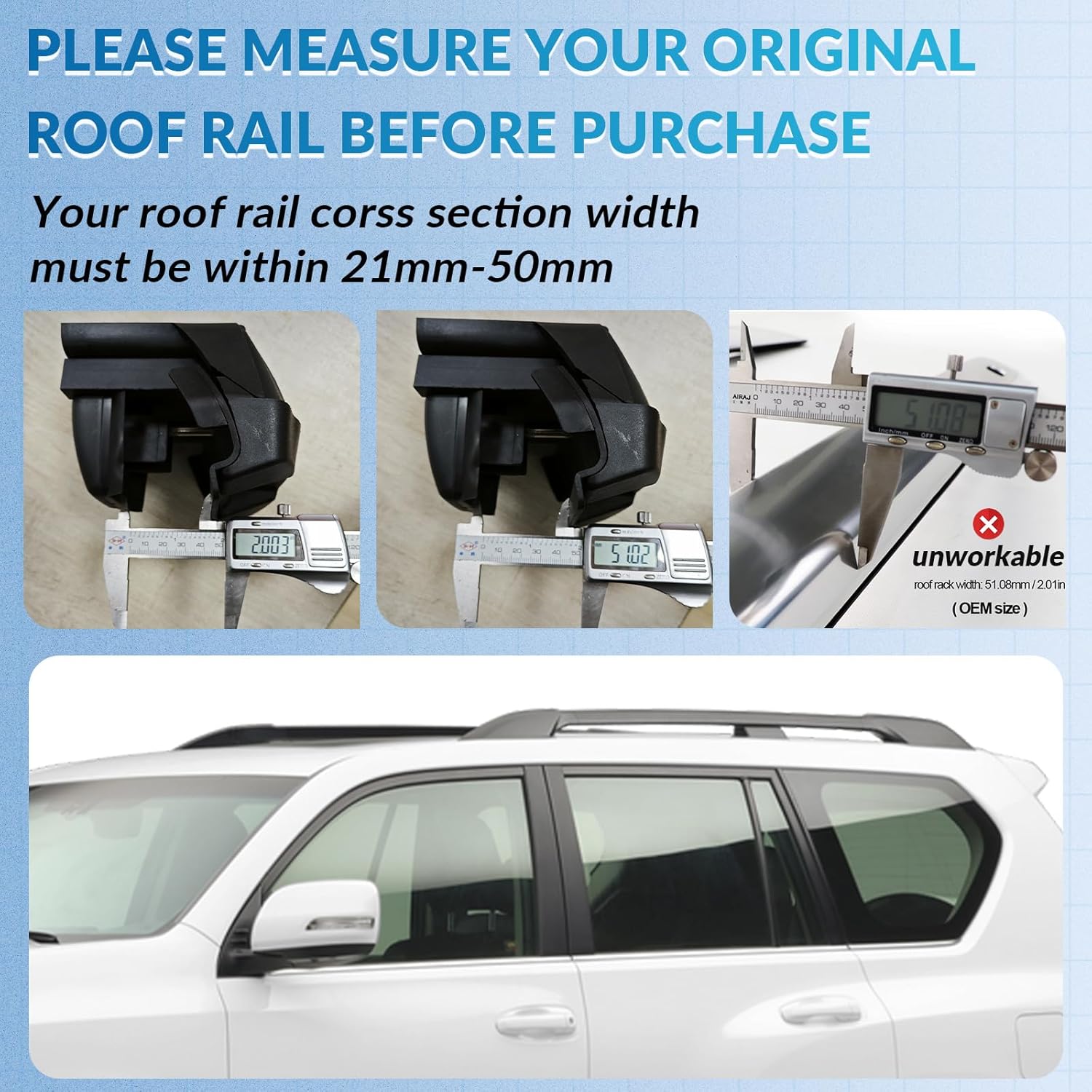 Black Adjustable Aero Aluminum Roof Rack Cross Bars C301