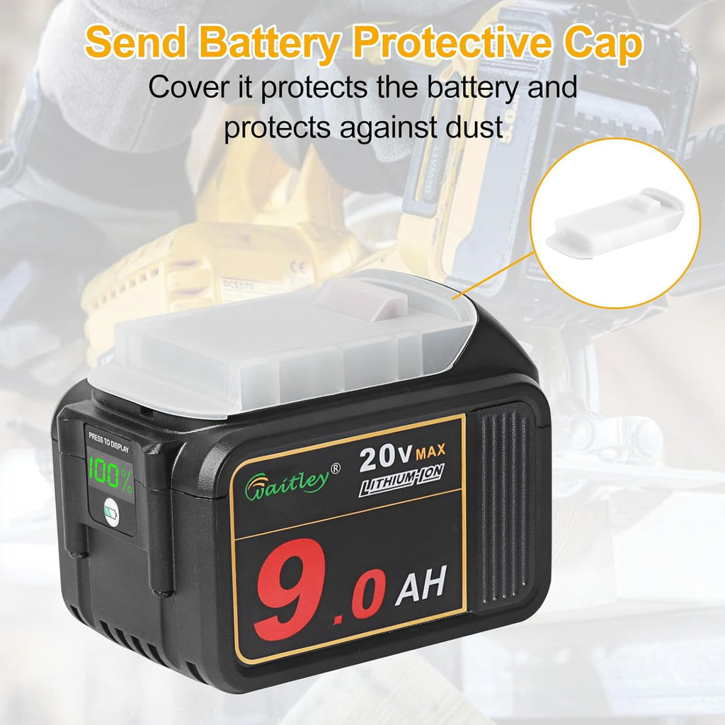 2 Pack 20V 9.0Ah Replacement Battery for Cordless Power Tools with LED Indicator T12280