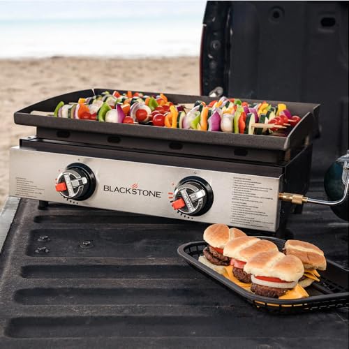 22" Tabletop Outdoor Griddle with Dual Stainless Steel H-Burners T486428