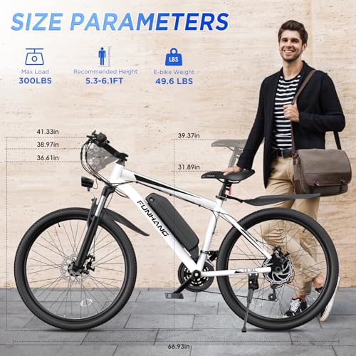 26'' 1000W Peak Electric Mountain Bike with 48V 374.4WH Removable Battery, 21-Speed D280