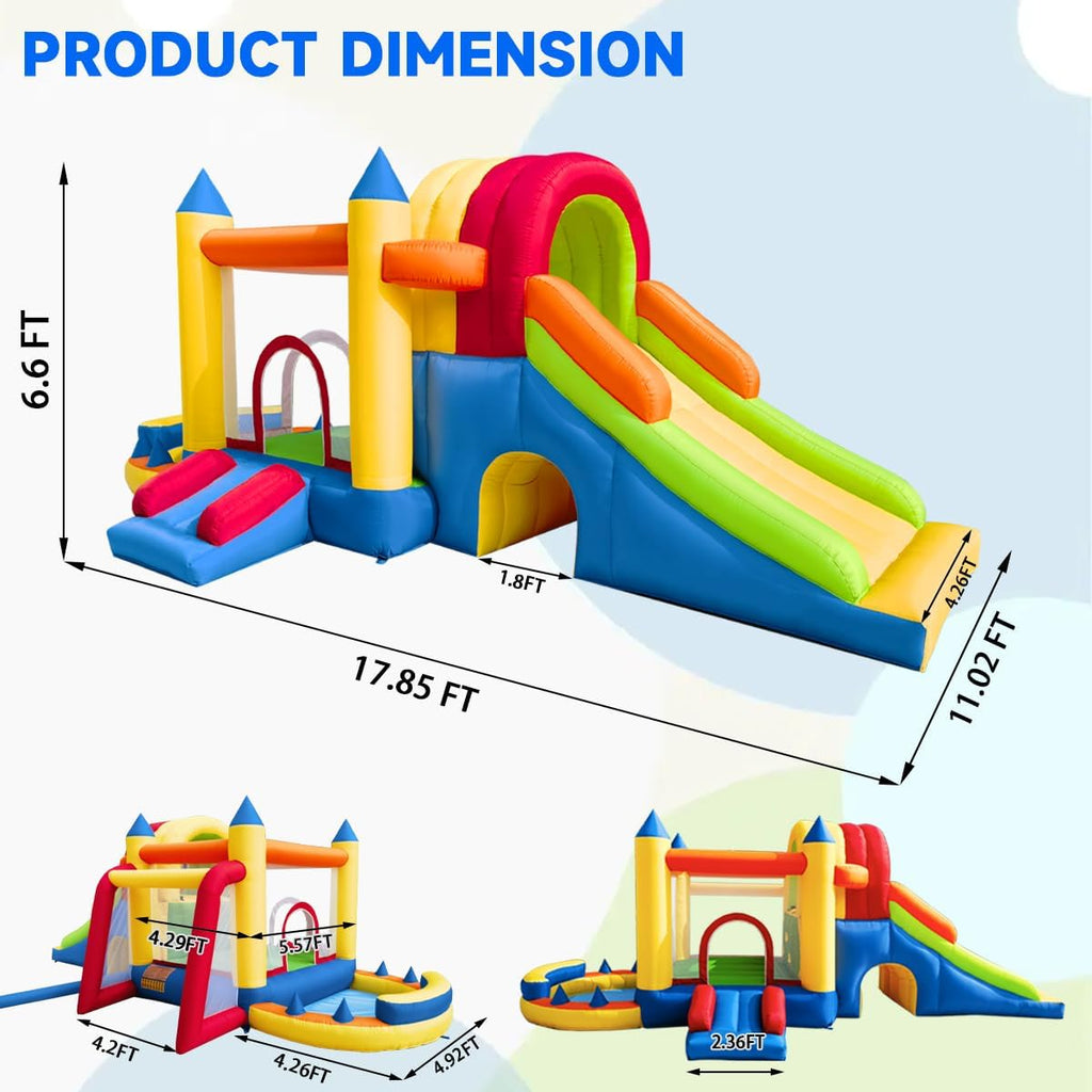 8 in 1 Large Inflatable Bounce Castle with Blower and Two Slides N121