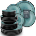 24 Piece Stoneware Dinnerware Set for 8, Beige Light Blue T757879
