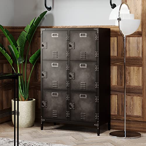 Metal Storage Locker 47" Steel 6 Door Lockable Adjustable Feet Cabinets E913