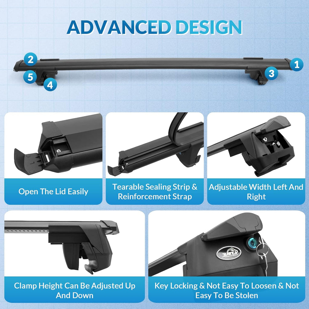 Black Adjustable Aero Aluminum Roof Rack Cross Bars C301