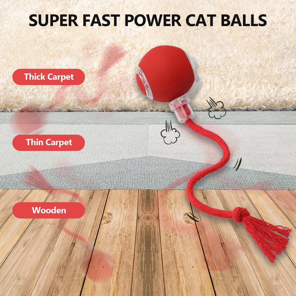 Blue Motion-Activated Rolling Cat Toy with Tail U88332