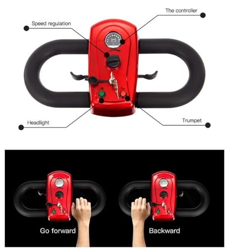 Red Foldable 4 Wheel Mobility Scooter 400 lbs 250W with Basket S760