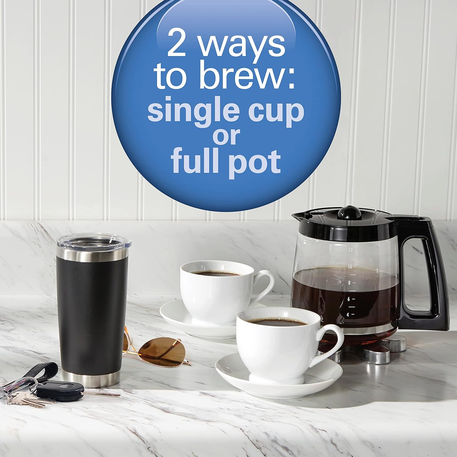 12c Coffee Maker, Single Serve & 12 Cup, Compatible with K-Cup Pods or Grounds K193