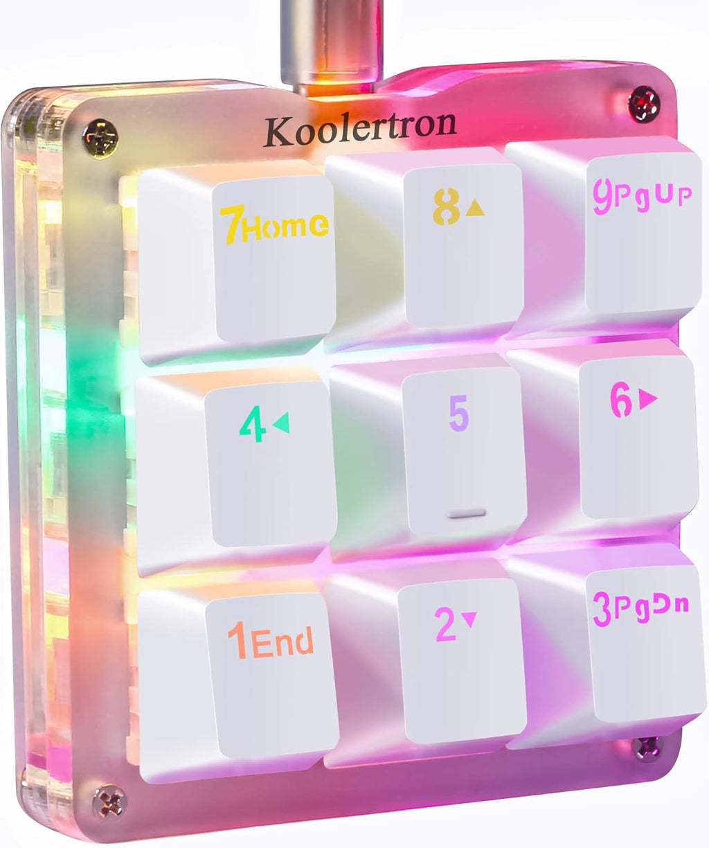One Handed Mechanical Keyboard with RGB LED Backlit 9 Programmable Keys Blue Switches W708