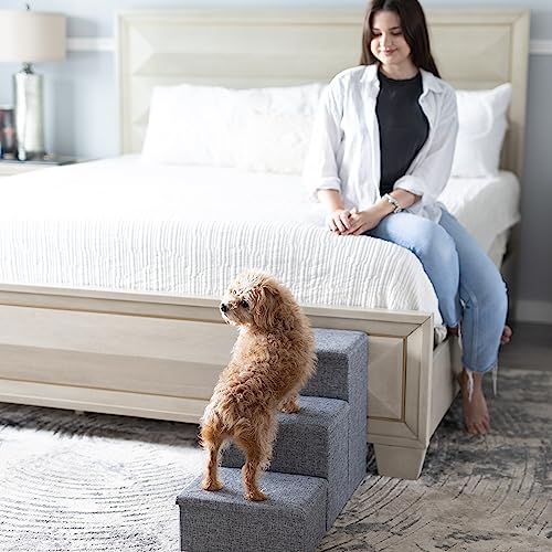Collapsible Adjustable Pet Stairs with Storage (Grey) V586366