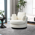 Ivory Boucle Oversized Swivel Accent Barrel Chair R36950