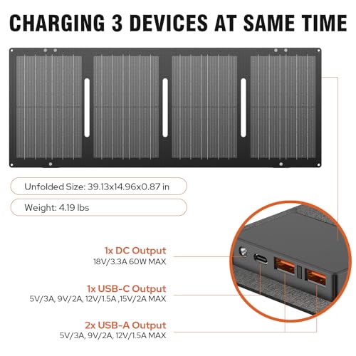 300W Portable Solar Generator with 60W Solar Panel Orange Q407047