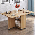 Expandable Rectangle Wood Drop Leaf Dining Table with 6 Wheels H286