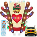 Car Decoration with LED Lights, Car Antlers, Window Sticker, Jingle Bells, Rudolph Nose - Car Reindeer Auto Holiday Accessories Decoration Kit Z459298