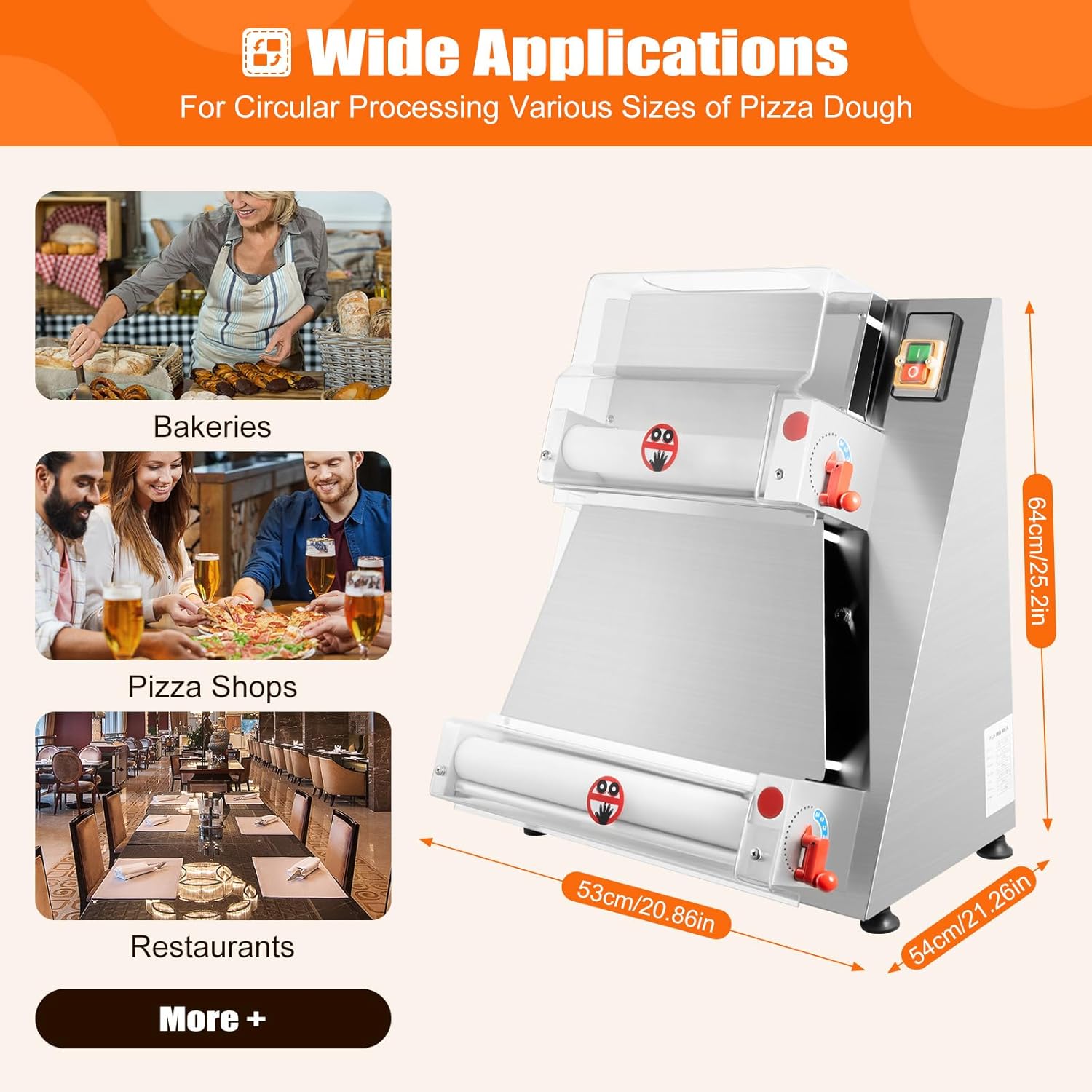 Electric Pizza Dough Roller Machine 15.7" 370W O22762