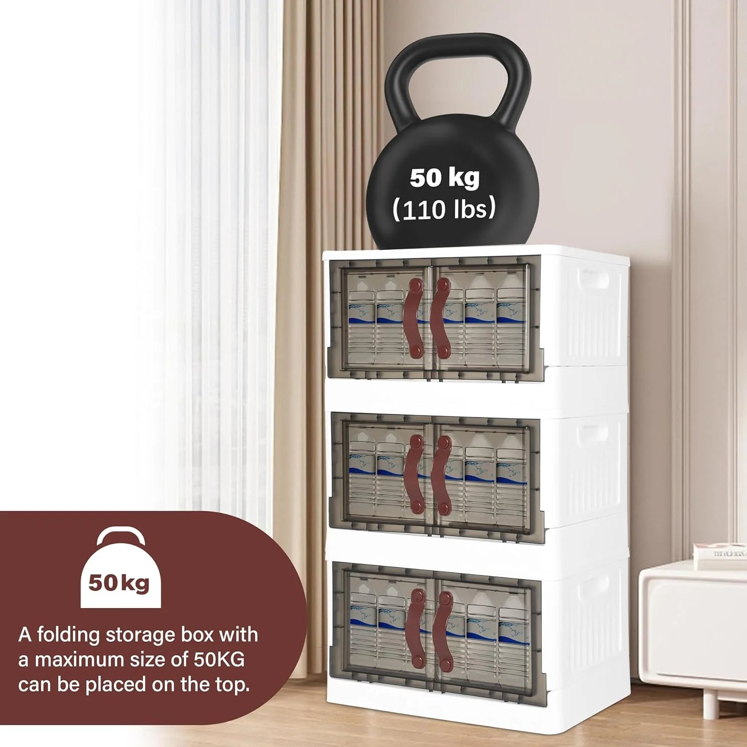 Beige 200 Qt (50 gal) 5 Pack Stackable Plastic Storage Bins with Lids Y62373