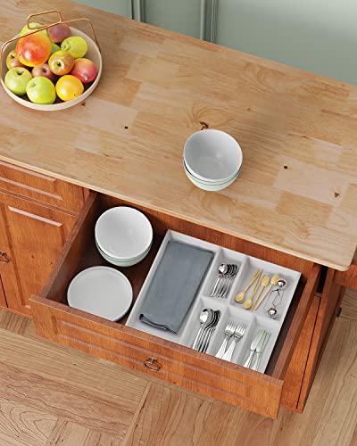 Brown Kitchen Island with Drop Leaf Storage on Wheels U33727