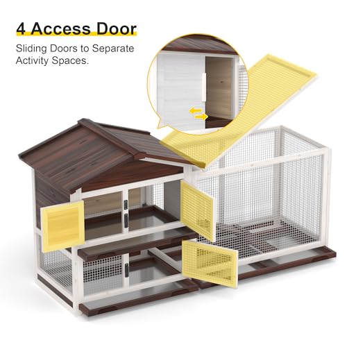 2 Story Wooden Rabbit Hutch with 3 Removable Tray T339732