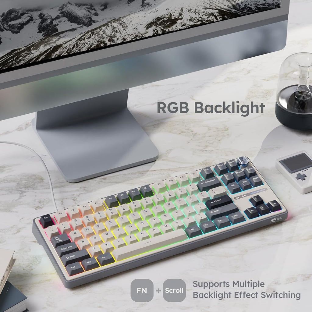 R87 Pro Wired Mechanical Keyboard with Hot Swappable Knob 75% RGB Backlit 88 Keys TKL Gasket Mounted Custom Keyboard J1581