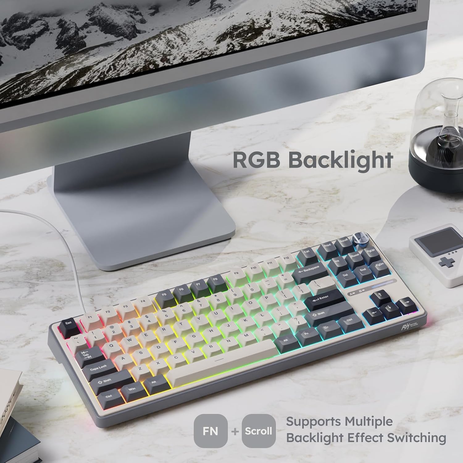 R87 Pro Wired Mechanical Keyboard with Hot Swappable Knob 75% RGB Backlit 88 Keys TKL Gasket Mounted Custom Keyboard J1581