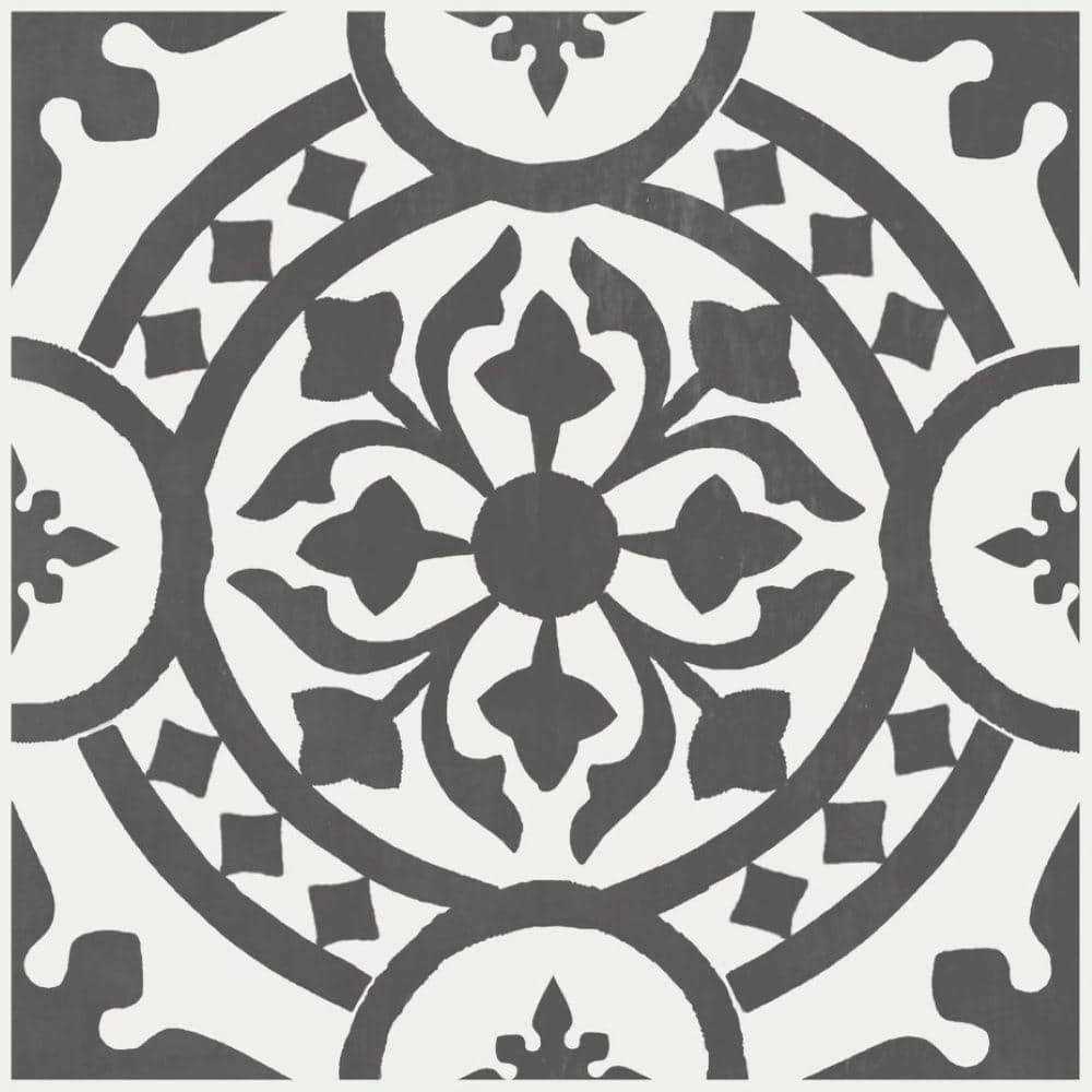 Black and White 2 MIL x 12 in. W x 12 in. L Peel and Stick Water Resistant Vinyl Tile Flooring F3537