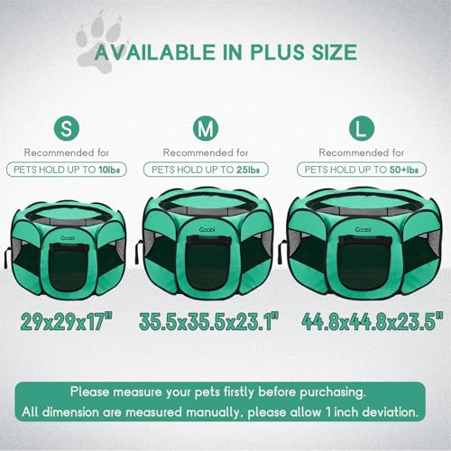 Green Collapsible Dog Playpen with Bottom Roof Cover W13786