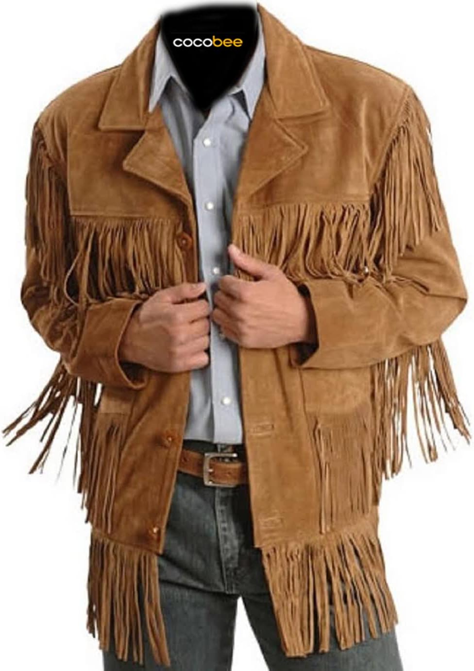 Brown Suede Leather Cowboy Jacket with Fringe A19265