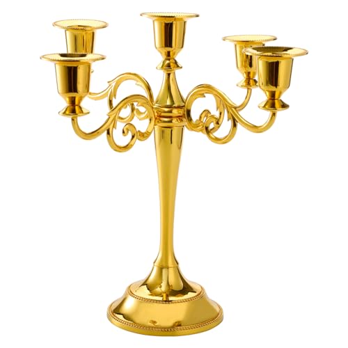 Gold 5 Arms Metal Candelabra Q629