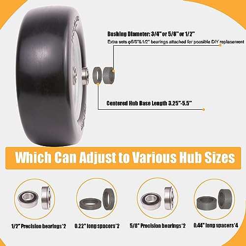 11x4.00-5 Flat Free Solid Smooth Tires and Wheel with Precision Bearings (2 Pack) P99889