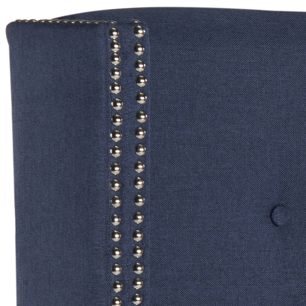 Navy Linen Tufted Winged Headboard Queen E85477