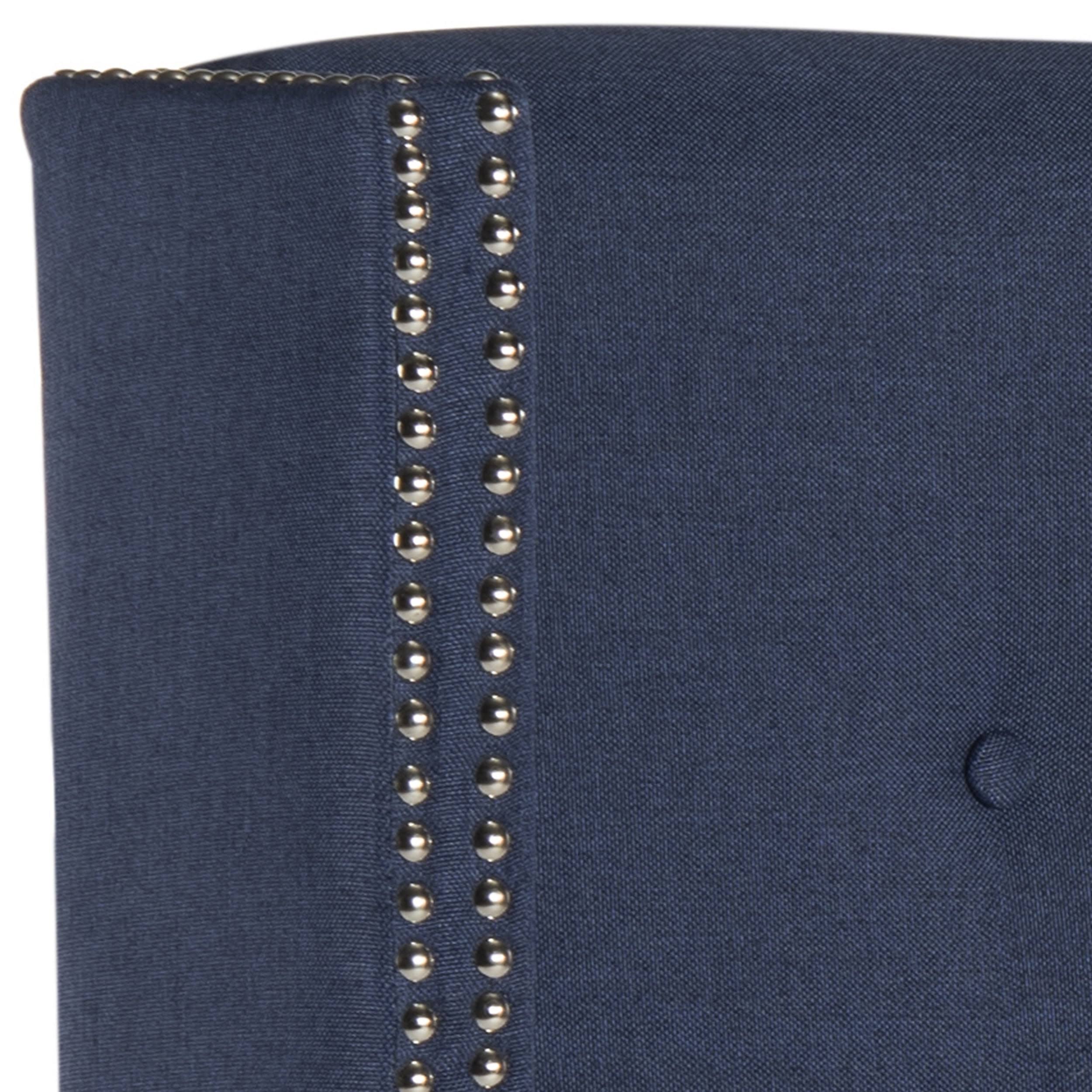 Navy Linen Tufted Winged Headboard Queen E85477