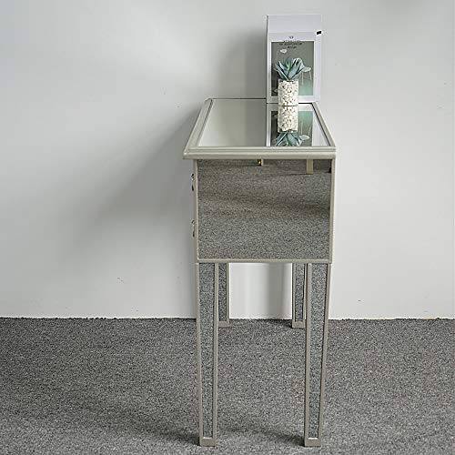 Silver Mirrored Vanity Desk with 3 Drawers C50421
