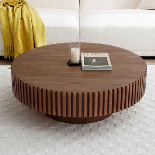 Walnut Round Solid Wood Coffee Table B372
