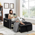 Beige Velvet Convertible Chair Bed N709