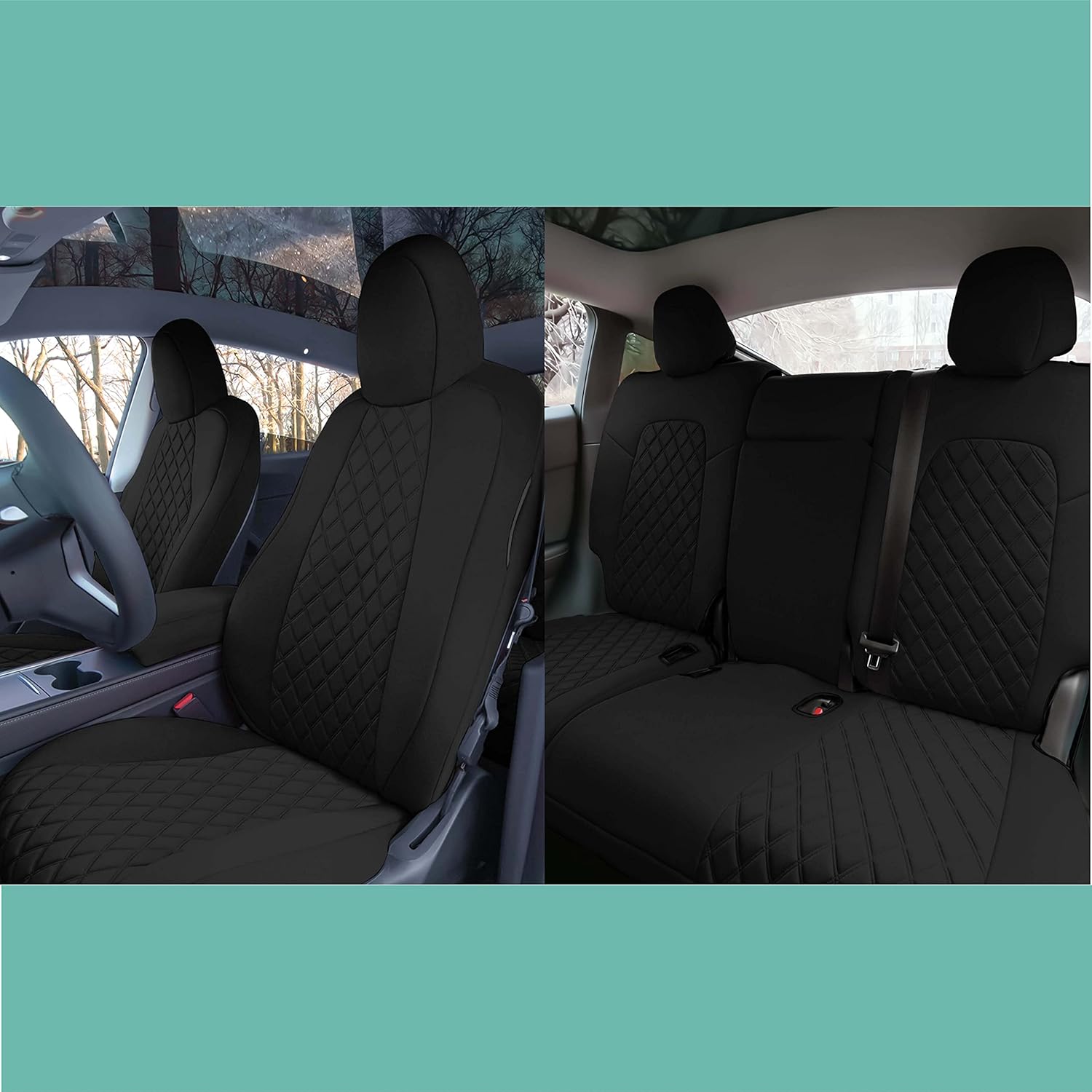 Black Neoprene Water Resistant Automotive Seat Covers Full Set O9071