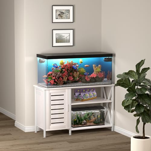 White 55-75 Gallon Fish Tank Stand with Metal Frame Y697529